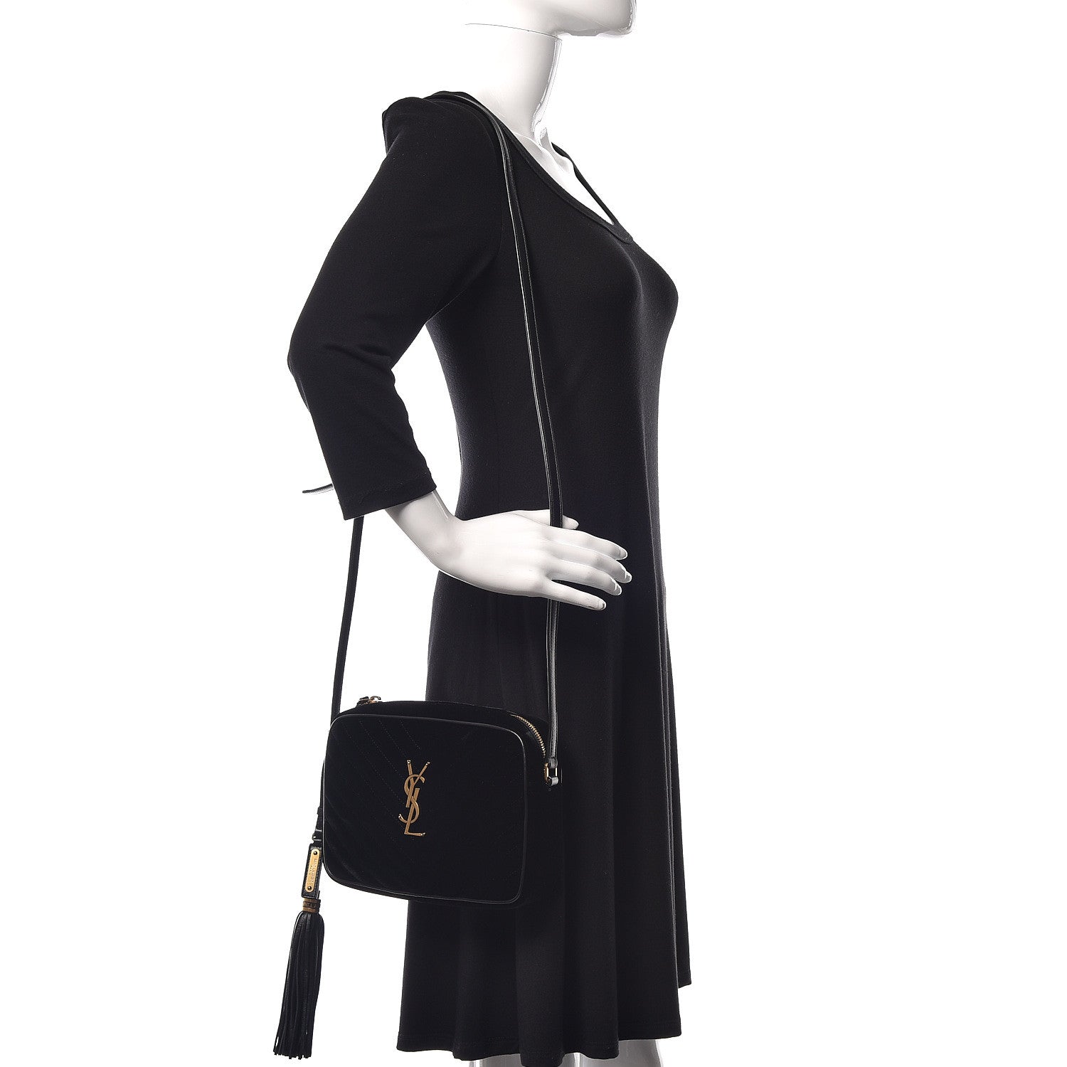Saint Laurent Velvet Matelasse Monogram Lou Camera Bag Black 2 of 9