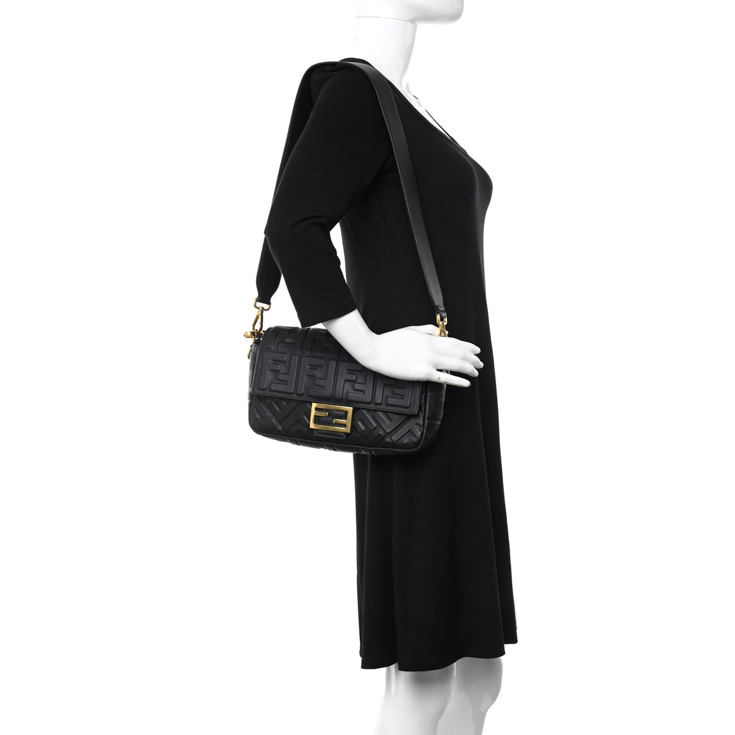 Nappa FF 1974 Embossed Baguette Black