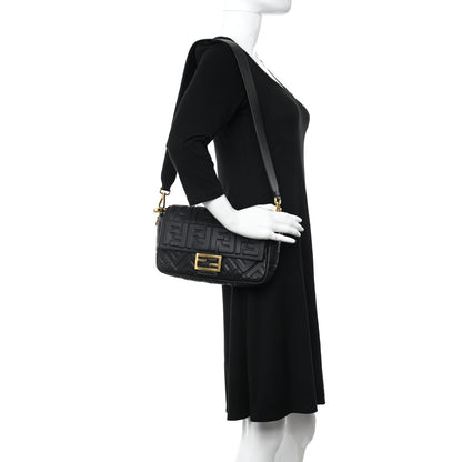 Fendi Nappa FF 1974 Embossed Baguette Black 2 of 11