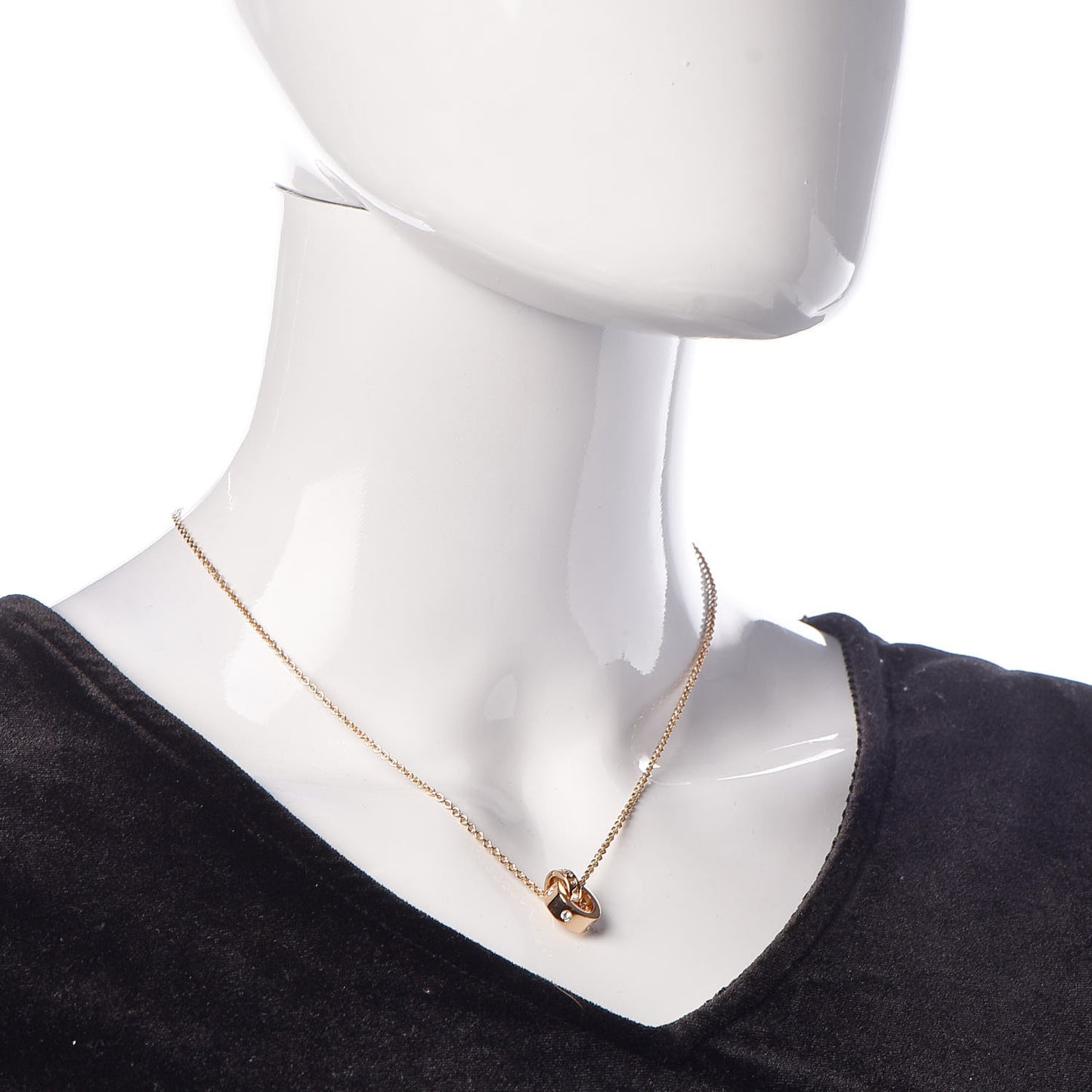 18K Rose Gold Diamond BVLGARI BVLGARI Link Pendant Necklace