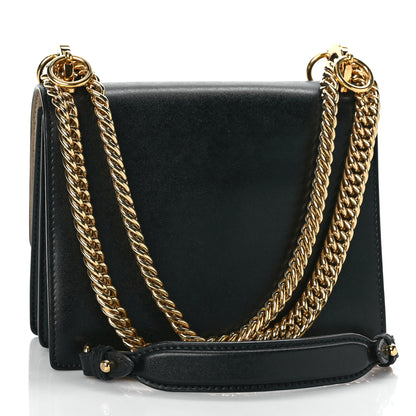 Fendi Vitello Liberty Metal Monster Eyes Small Kan I Shoulder Bag Black Gold 3 of 10