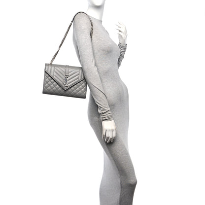 Saint Laurent Grain De Poudre Textured Mixed Matelasse Medium Triquilt Monogram Satchel New Stone 2 of 13