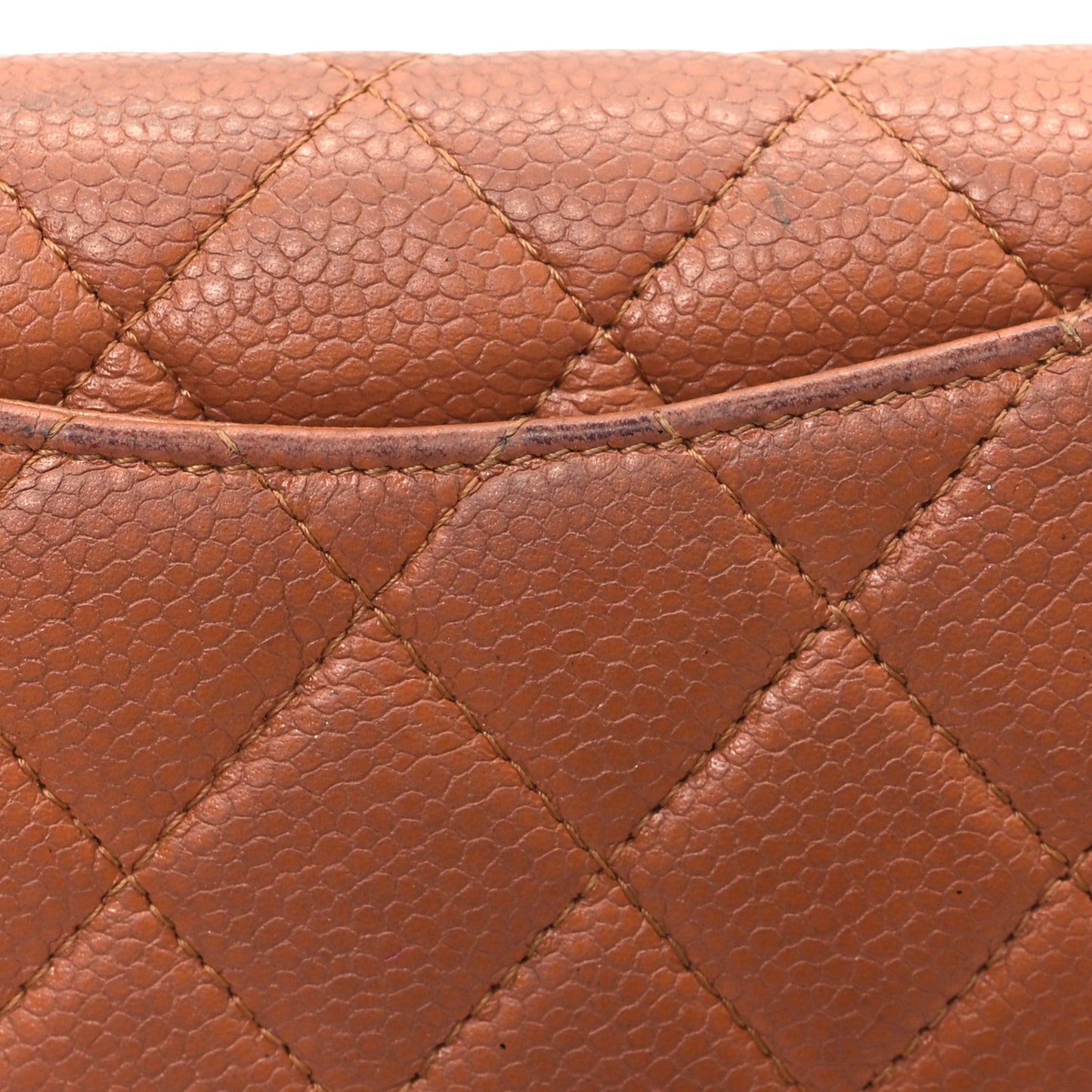 Caviar Quilted Yen Wallet Dark Beige