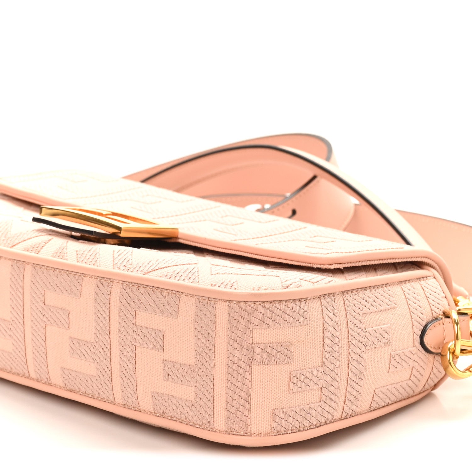 Fendi Canvas Vitello King Extra Strap FF Embroidered Baguette Baby Pink 9 of 9