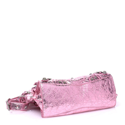 Balenciaga Metallic Agneau Arena Crystal Neo Cagole Handbag XS Met Pink 4 of 10