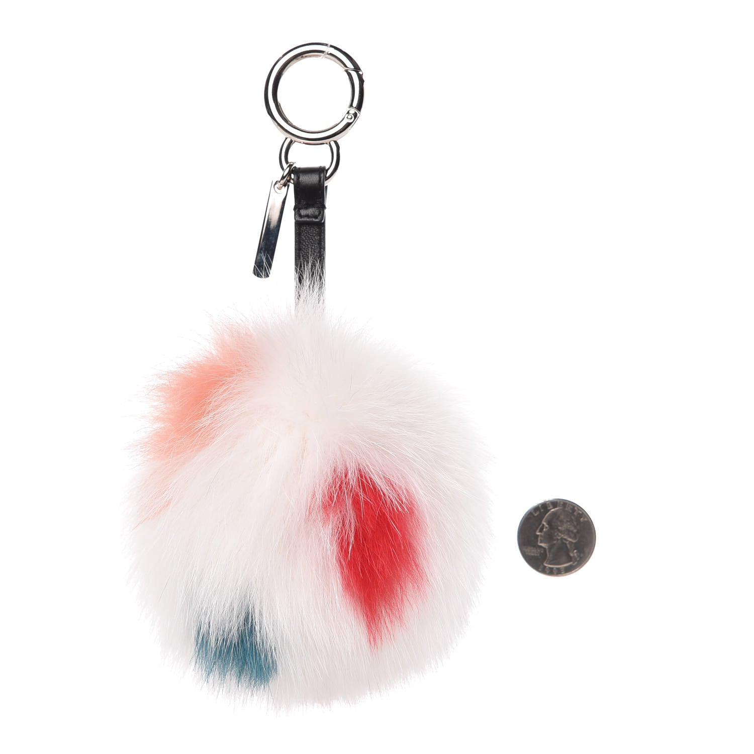 Fendi Fox Fur Polka Dot Pom Pom Bag Charm White 2 of 4