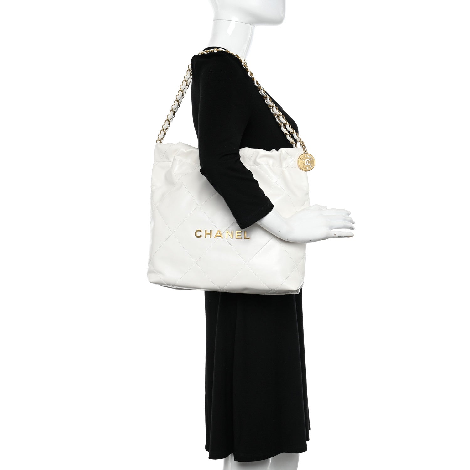 Chanel Shiny Calfskin Quilted Small Chanel 22 White 2 of 12