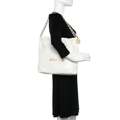 Chanel Shiny Calfskin Quilted Small Chanel 22 White 2 of 12