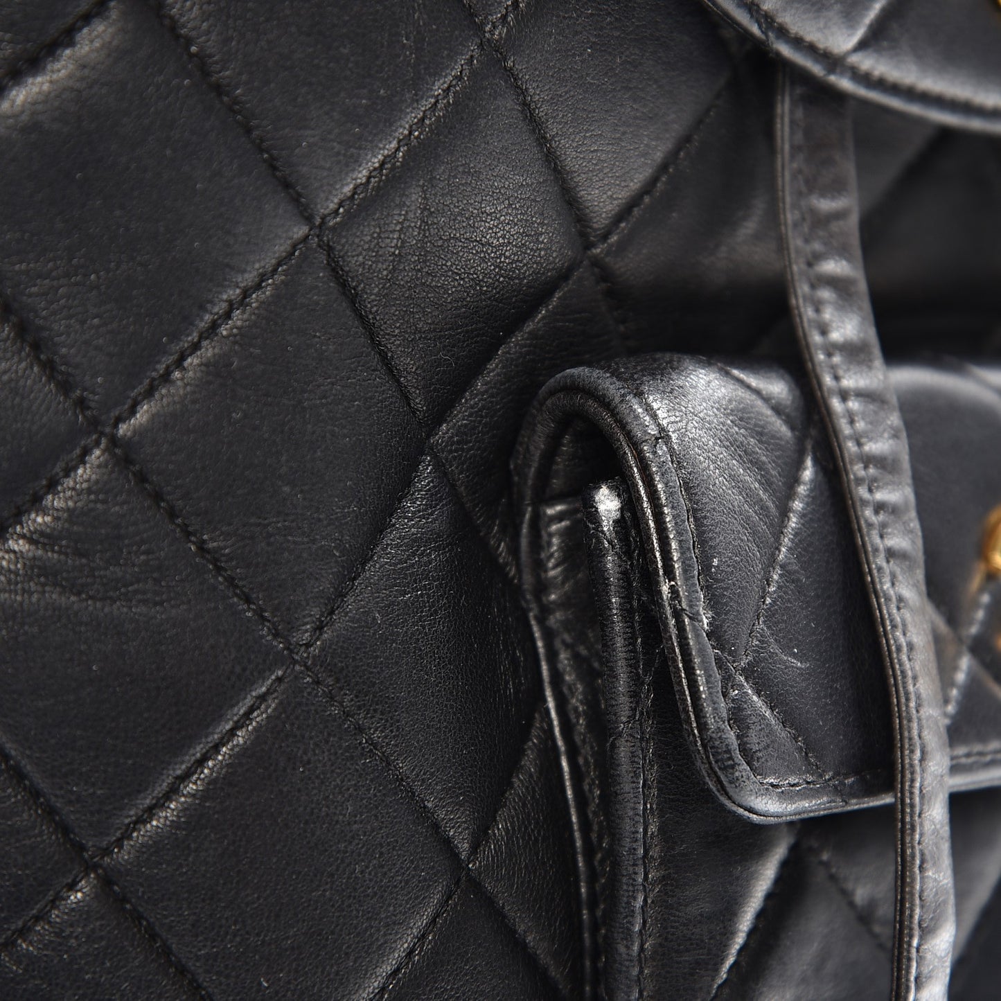Lambskin Quilted Backpack Black