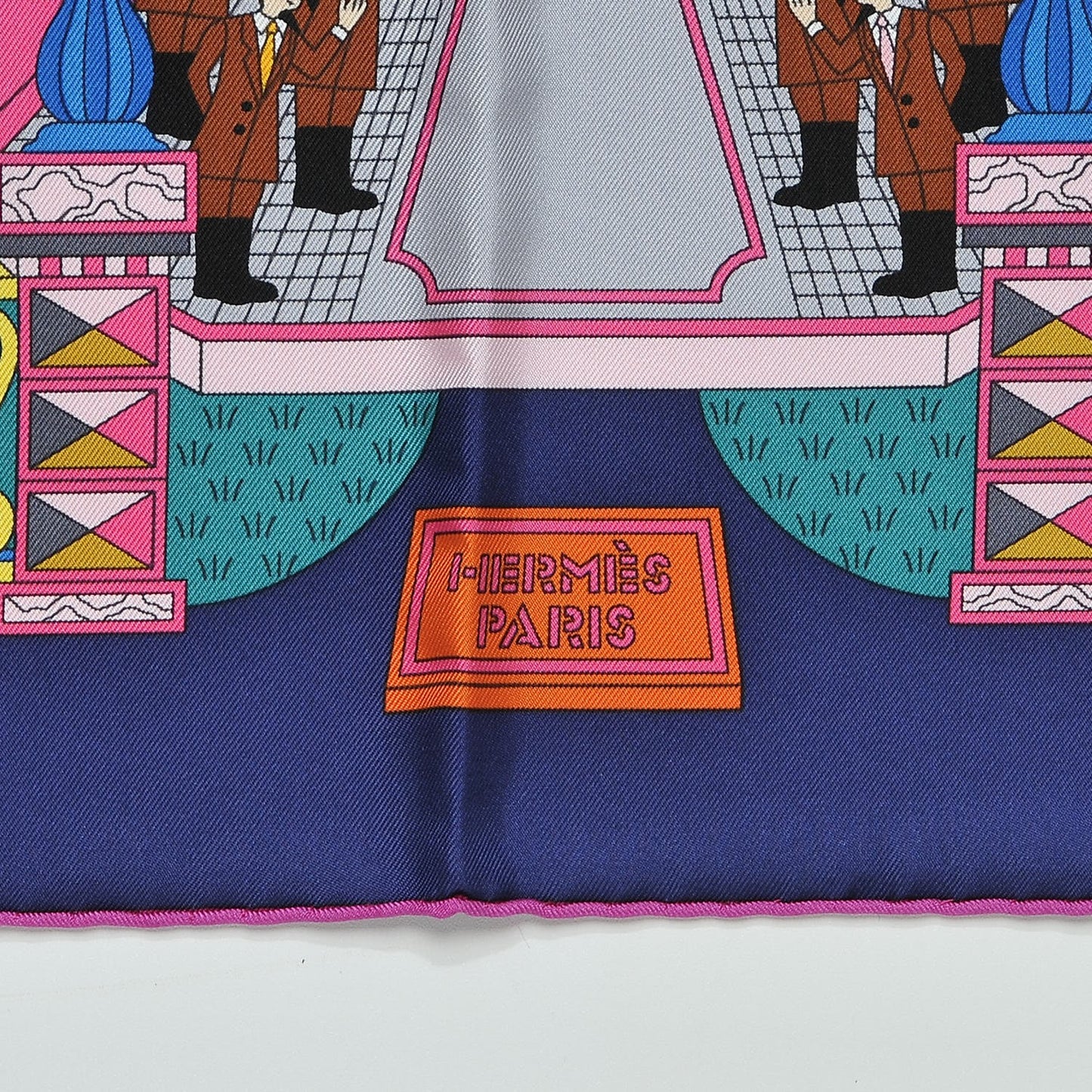 Silk La Maizeon Des Carres Scarf 90 Marine Rose Vert
