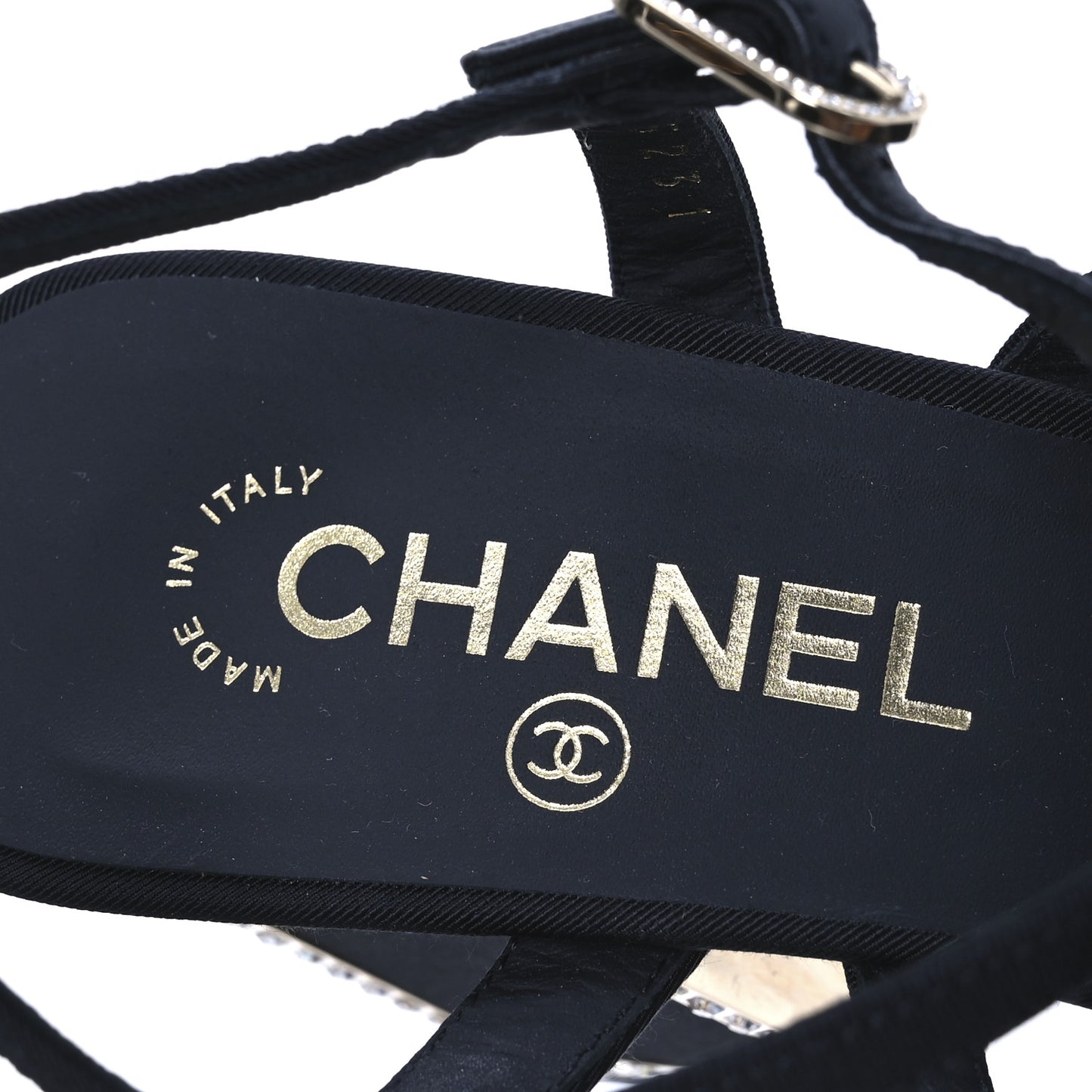 Grosgrain Crystal CC Sandals 40 Black