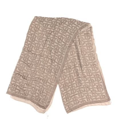 Burberry Silk Monogrammed TB Print Scarf Beige 2 of 3
