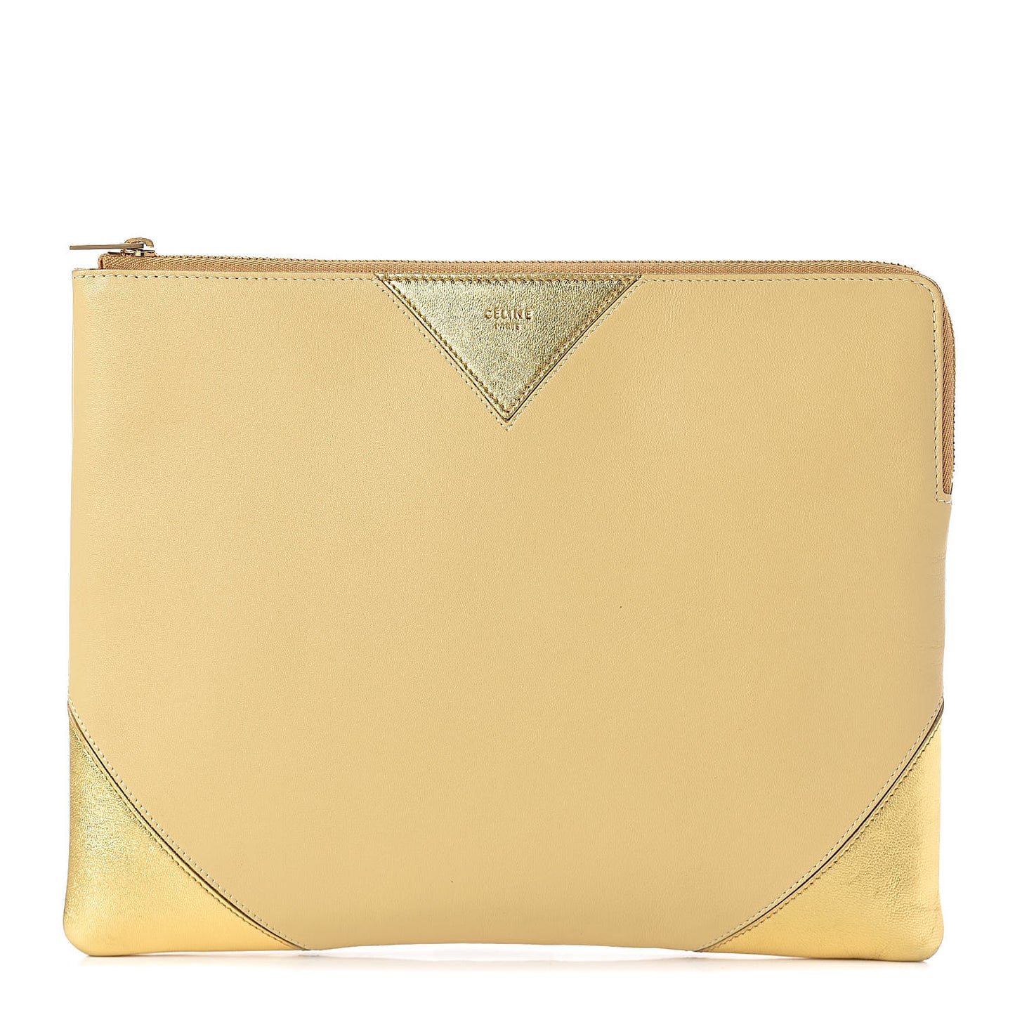 Metallic Lambskin Bi-Color Coeur Ipad Clutch Gold