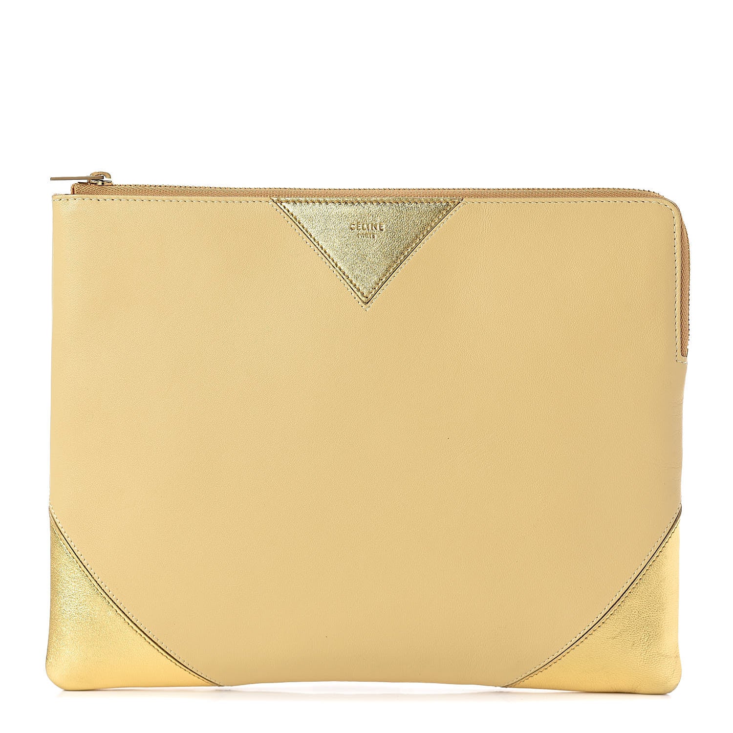 Celine Metallic Lambskin Bi-Color Coeur Ipad Clutch Gold 1 of 9