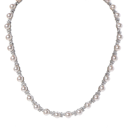 Tiffany Platinum Diamond Akoya Pearl 6.5-7mm Aria Necklace 1 of 13