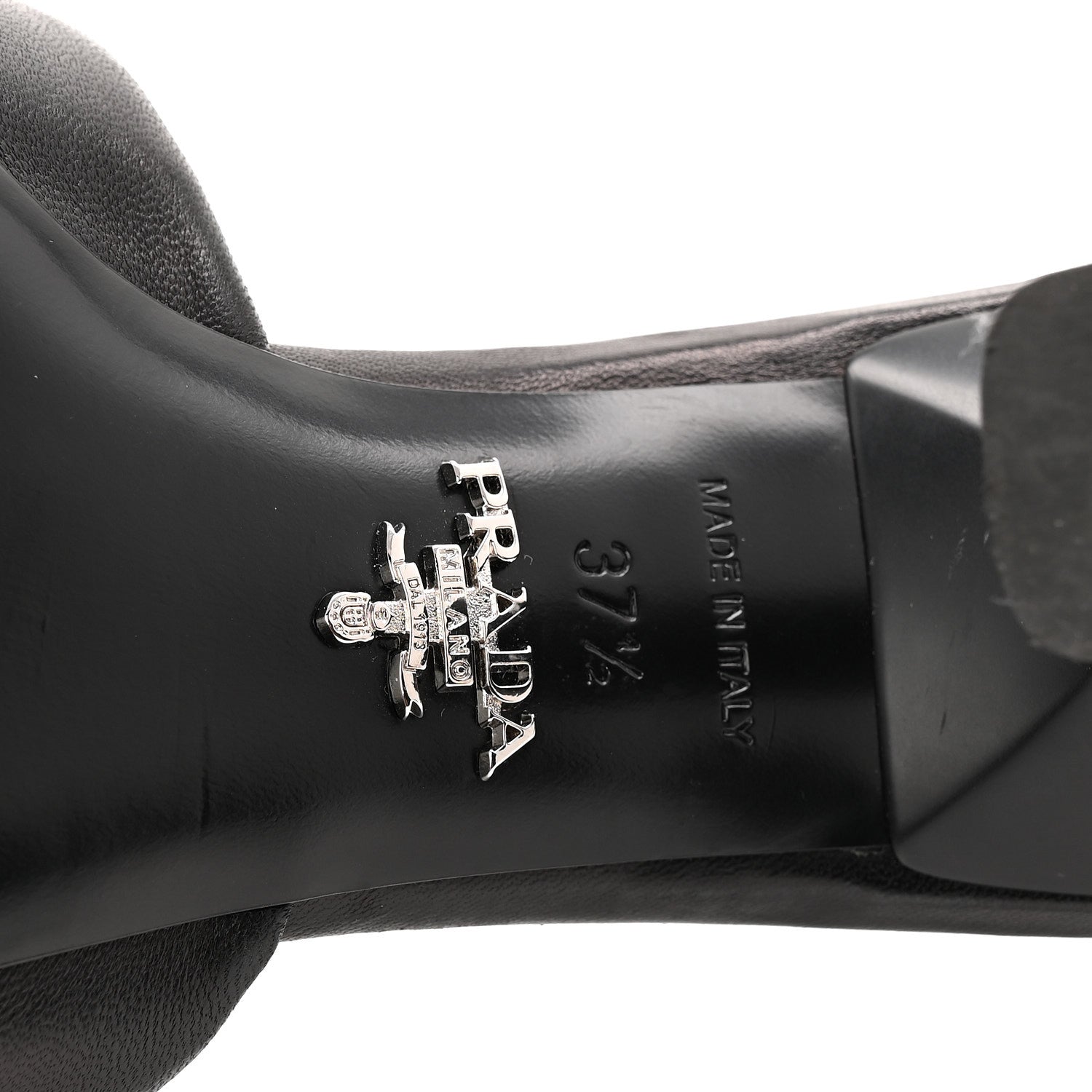 Prada Nappa Soft Padded Metal Triangle Logo 65mm Slide Sandals 37.5 Black 7 of 9