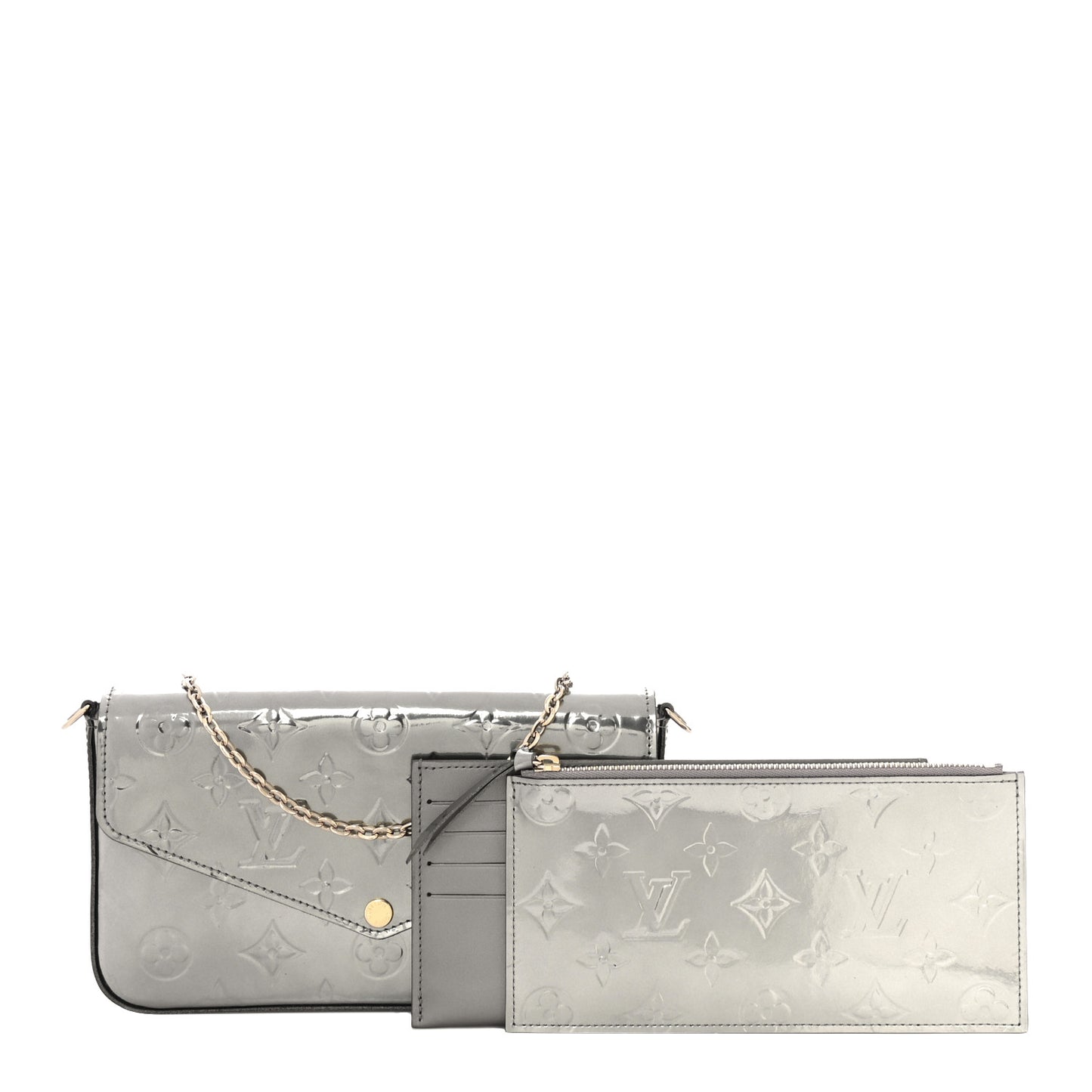 Vernis Felicie Pochette Chain Wallet Gris Metal