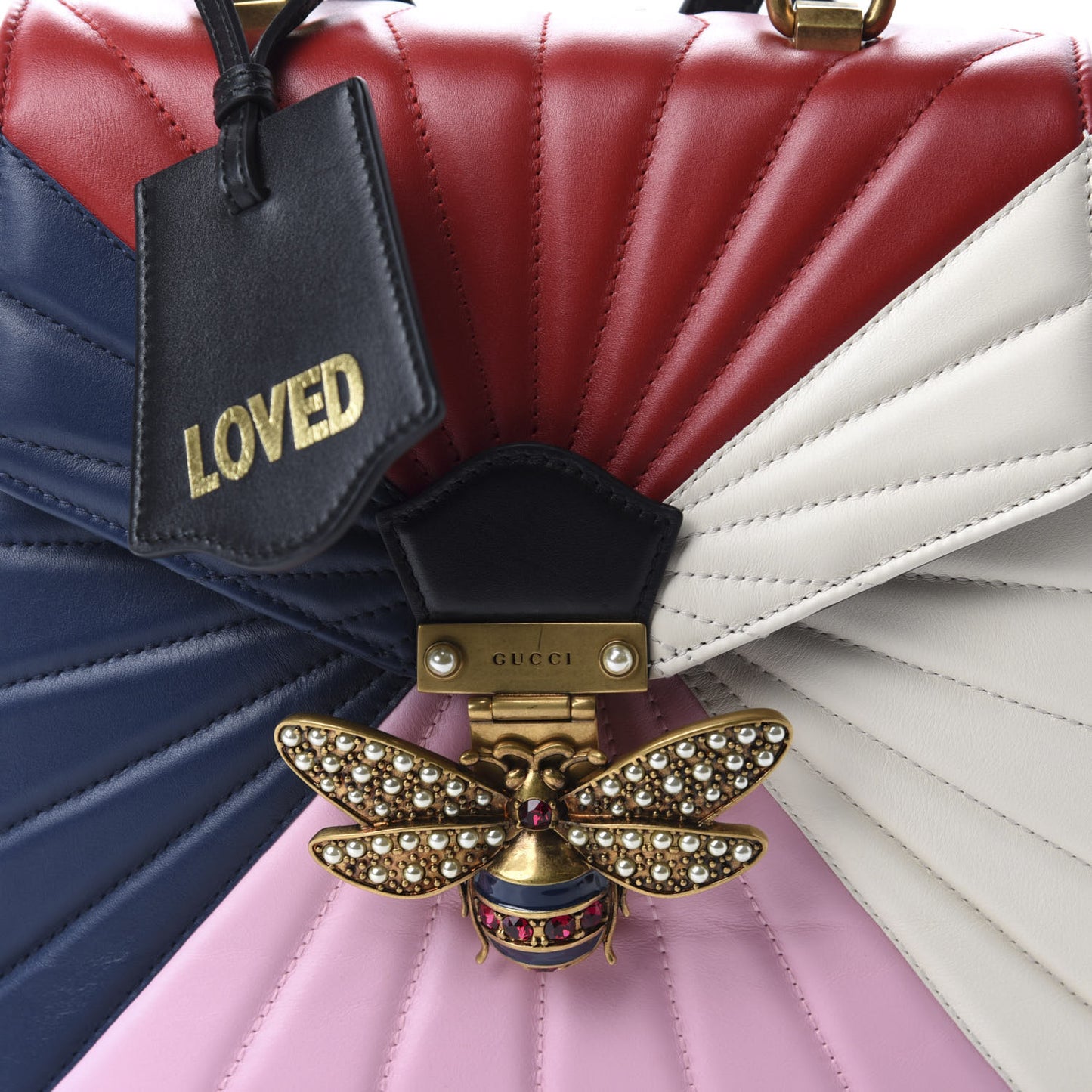 Calfskin Bamboo Trapuntata Queen Margaret Backpack Blue Agata Hibiscus Red Mystic White Sugar Pink
