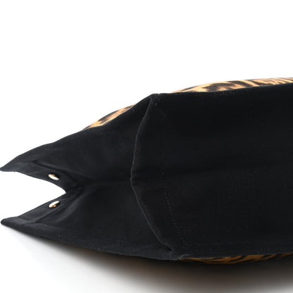 Saint Laurent Canvas Calfskin Leopard Print Rive Gauche Noe Tote Natural Black 7 of 8