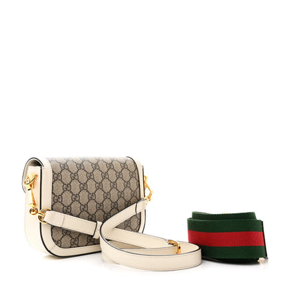 Gucci GG Supreme Monogram Web Mini Horsebit 1955 Shoulder Bag Beige Mystic White 3 of 15