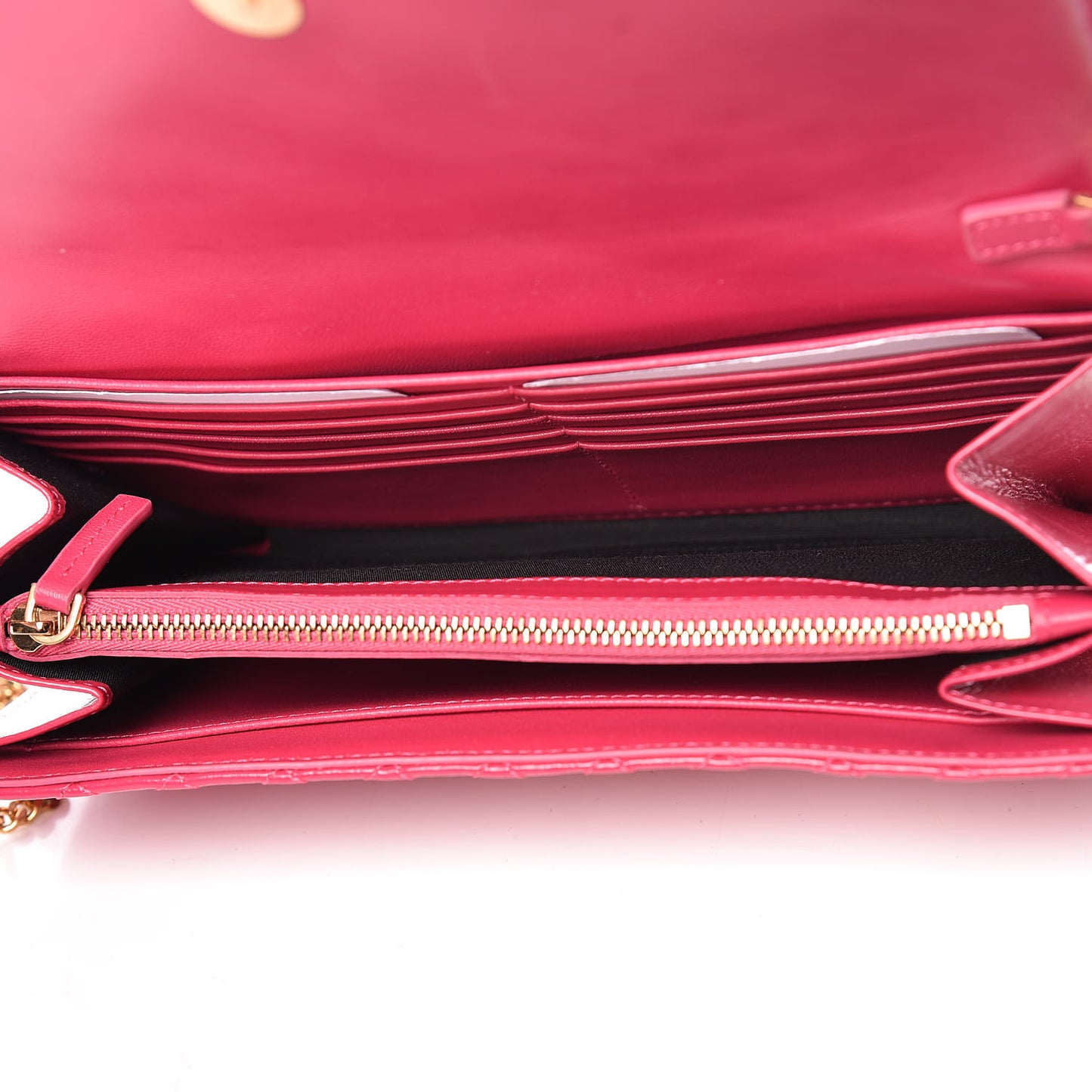 Patent Nappa Icon Quilted Wallet On Chain Crossbody Fuchsia