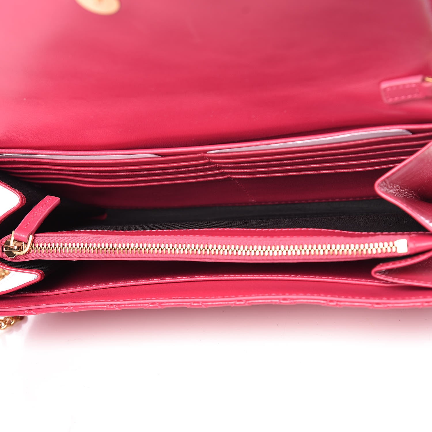 Versace Patent Nappa Icon Quilted Wallet On Chain Crossbody Fuchsia 5 of 9