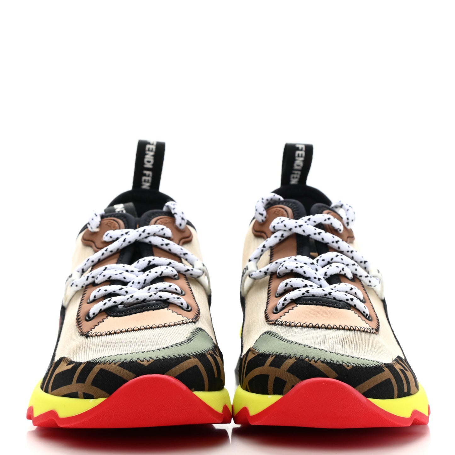 Technical Mesh Lycra FFreedom Patchwork Sneakers 36.5 Nude Tobacco Black