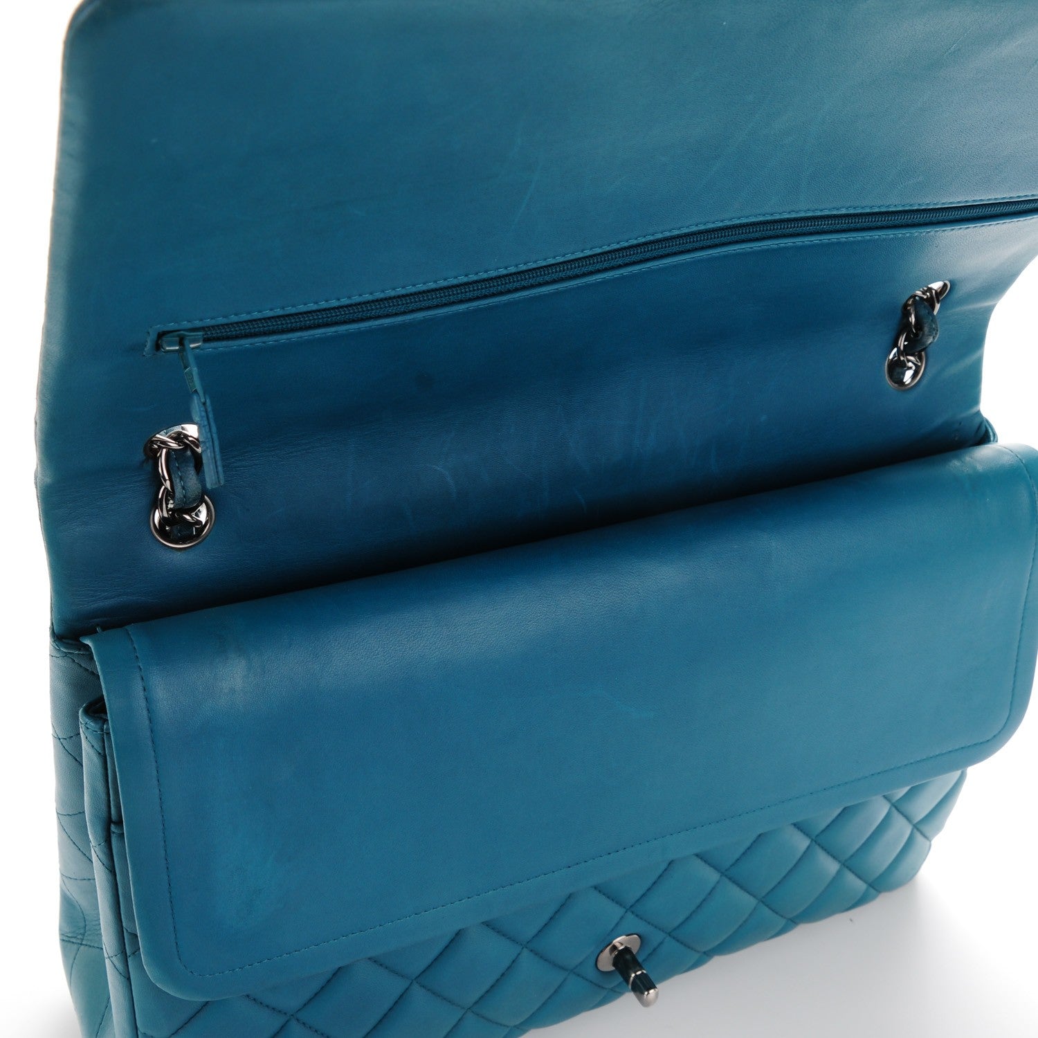 Chanel Lambskin Maxi Double Flap Turquoise 11 of 12