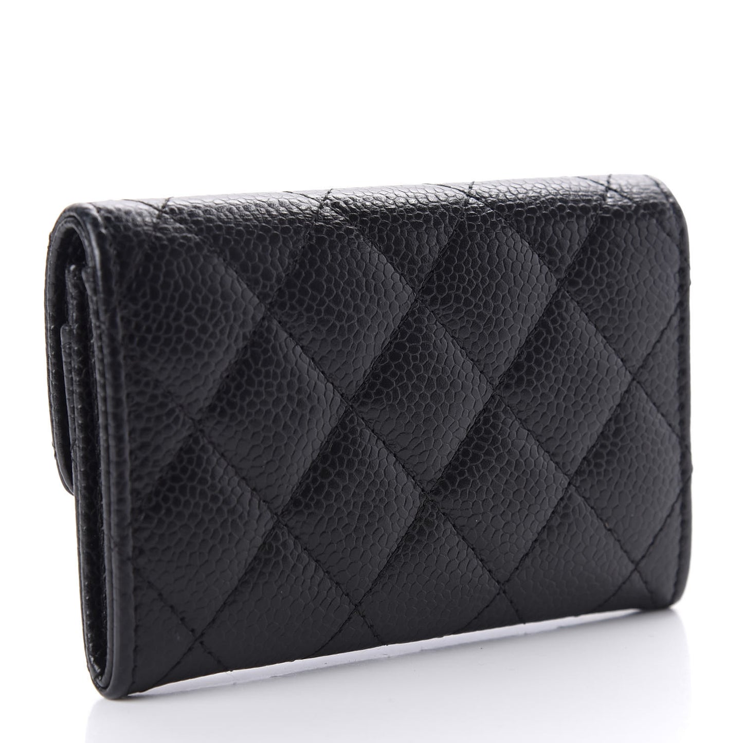 Caviar Quilted Flap Card Holder Black
