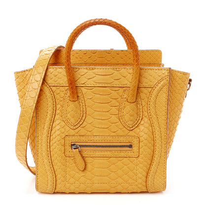 Celine Snakeskin Calfskin Nano Luggage Yellow 1 of 11