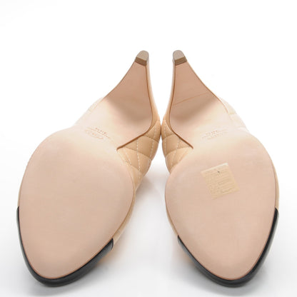 Chanel Lambskin Quilted Cap Toe Pumps 38.5 Beige Black 5 of 8