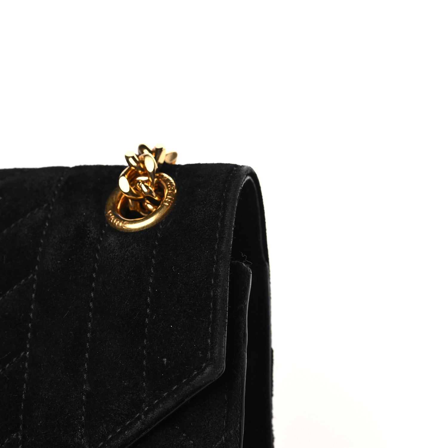 Saint Laurent Suede Mixed Matelasse Triquilt Medium Monogram Satchel Black 9 of 10