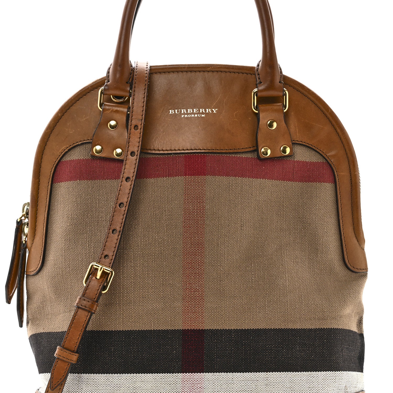 Burberry Canvas Mega Check Calfskin Medium Bloomsbury Saddle Brown 8 of 10