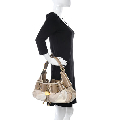 Burberry Calfskin Summer Check Mason Warrior Hobo Beige 2 of 12