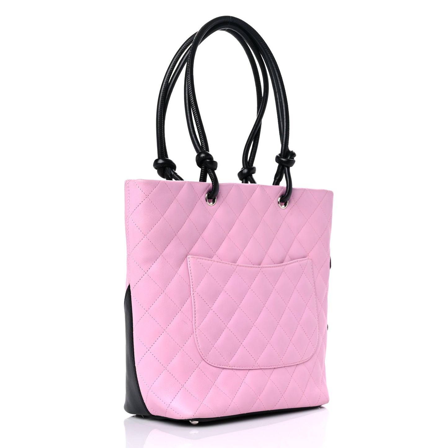 Calfskin Quilted Medium Cambon Tote Pink Black