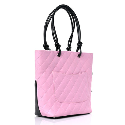 Chanel Calfskin Quilted Medium Cambon Tote Pink Black 2 of 14