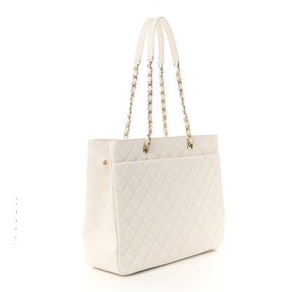 Chanel Caviar Quilted Large Classic Shopping Tote White 3 of 10