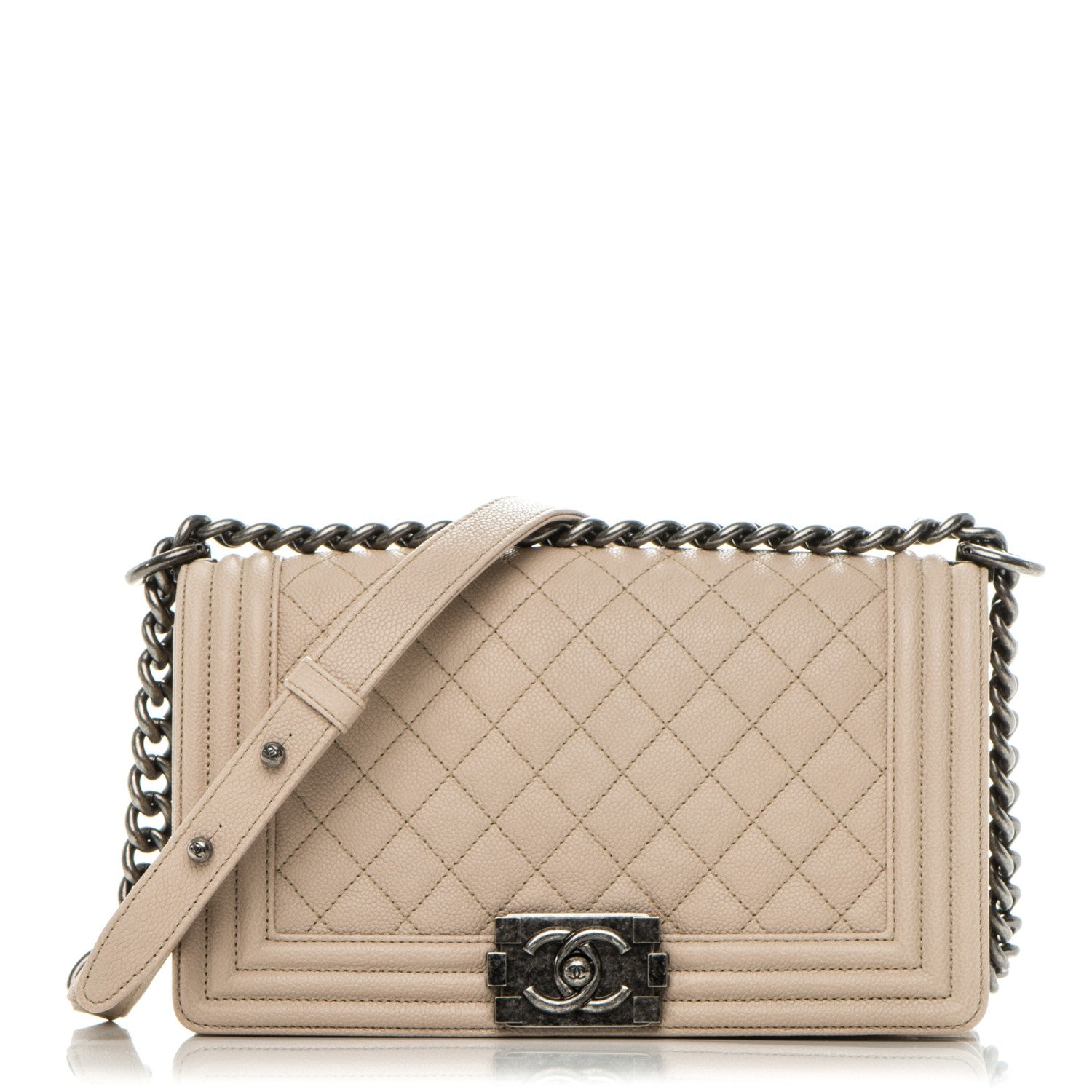 Chanel Caviar Quilted Medium Boy Flap Beige 1 of 8