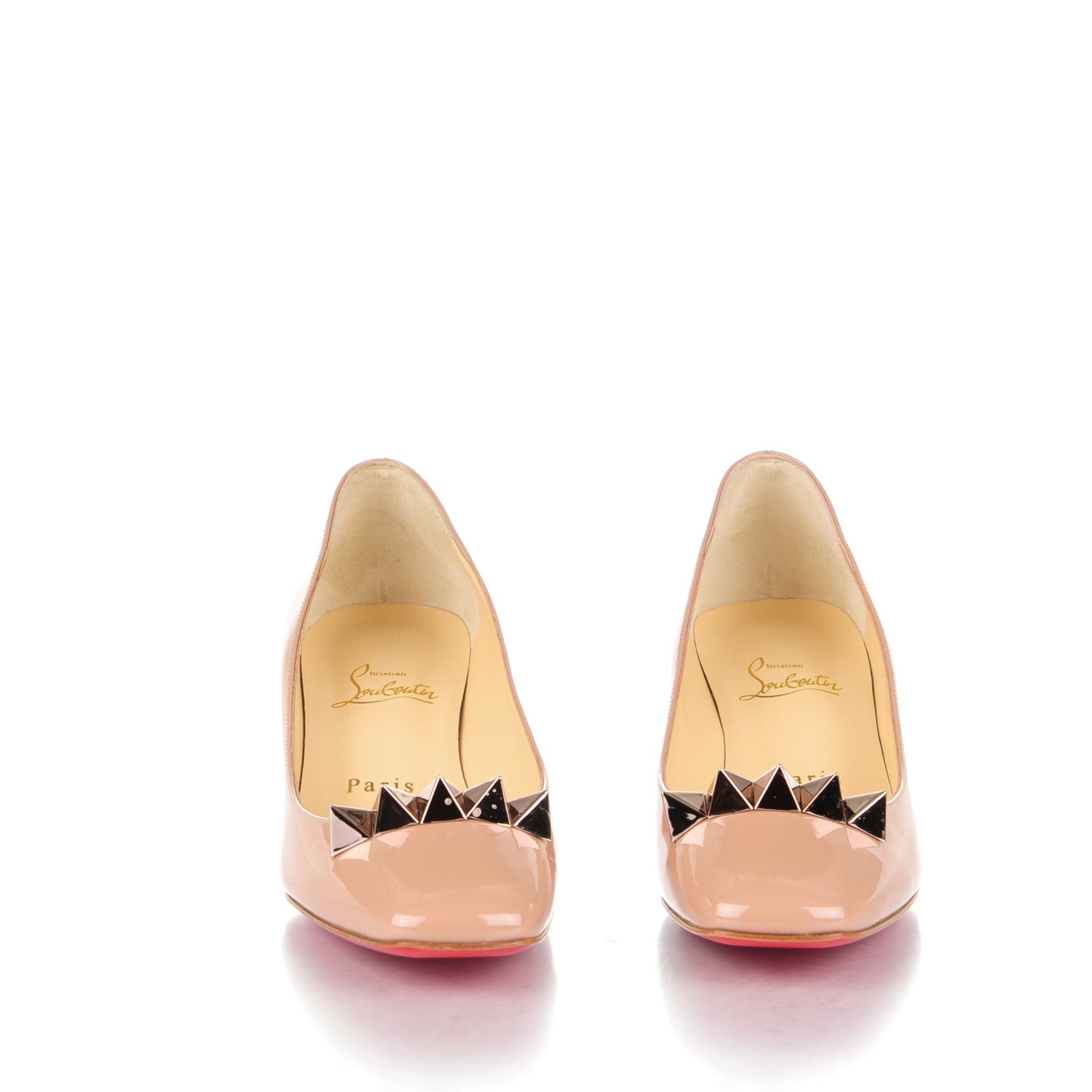 Christian Louboutin Patent Pyramidam 45 Pumps 37.5 Nude 2 of 7