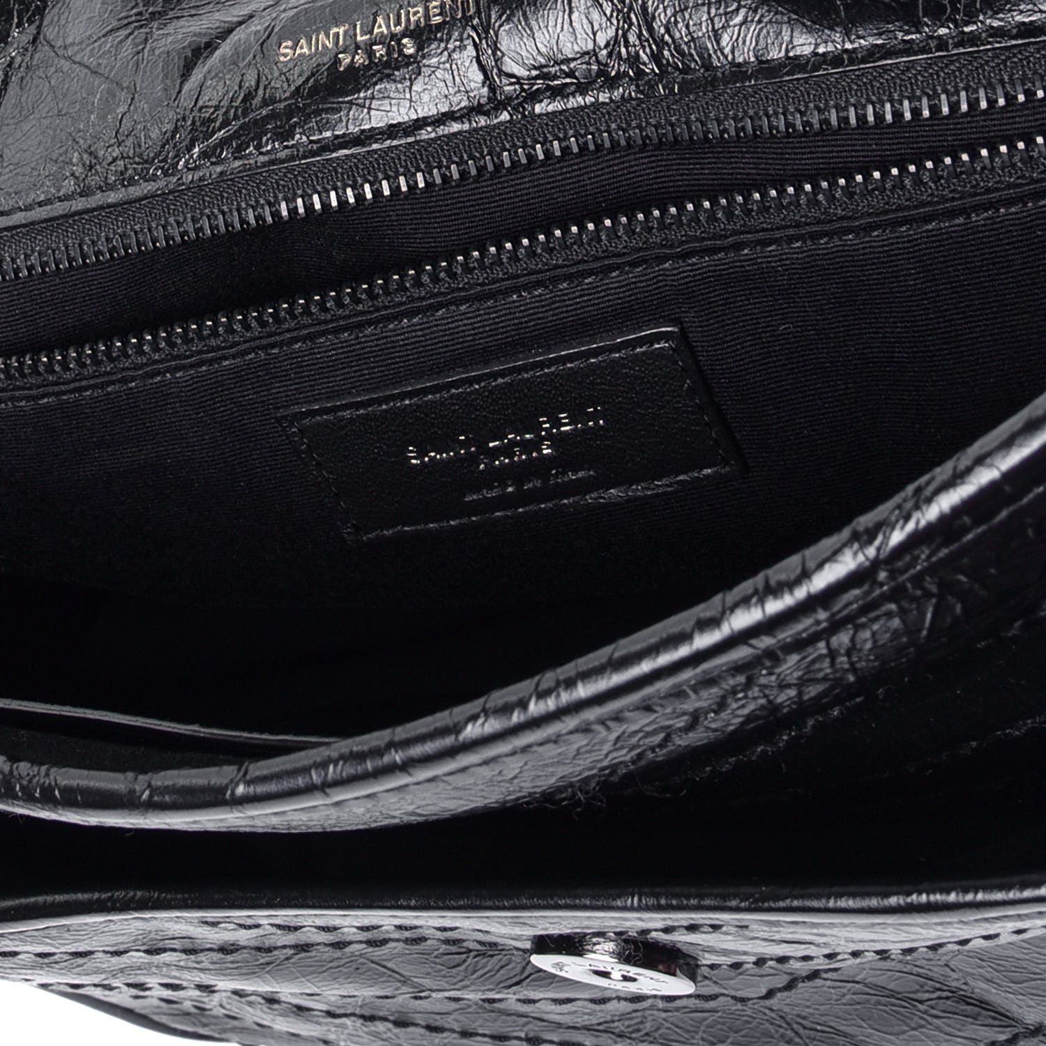 Saint Laurent Crinkled Calfskin Matelasse Monogram Medium Niki Chain Satchel Black 3 of 3
