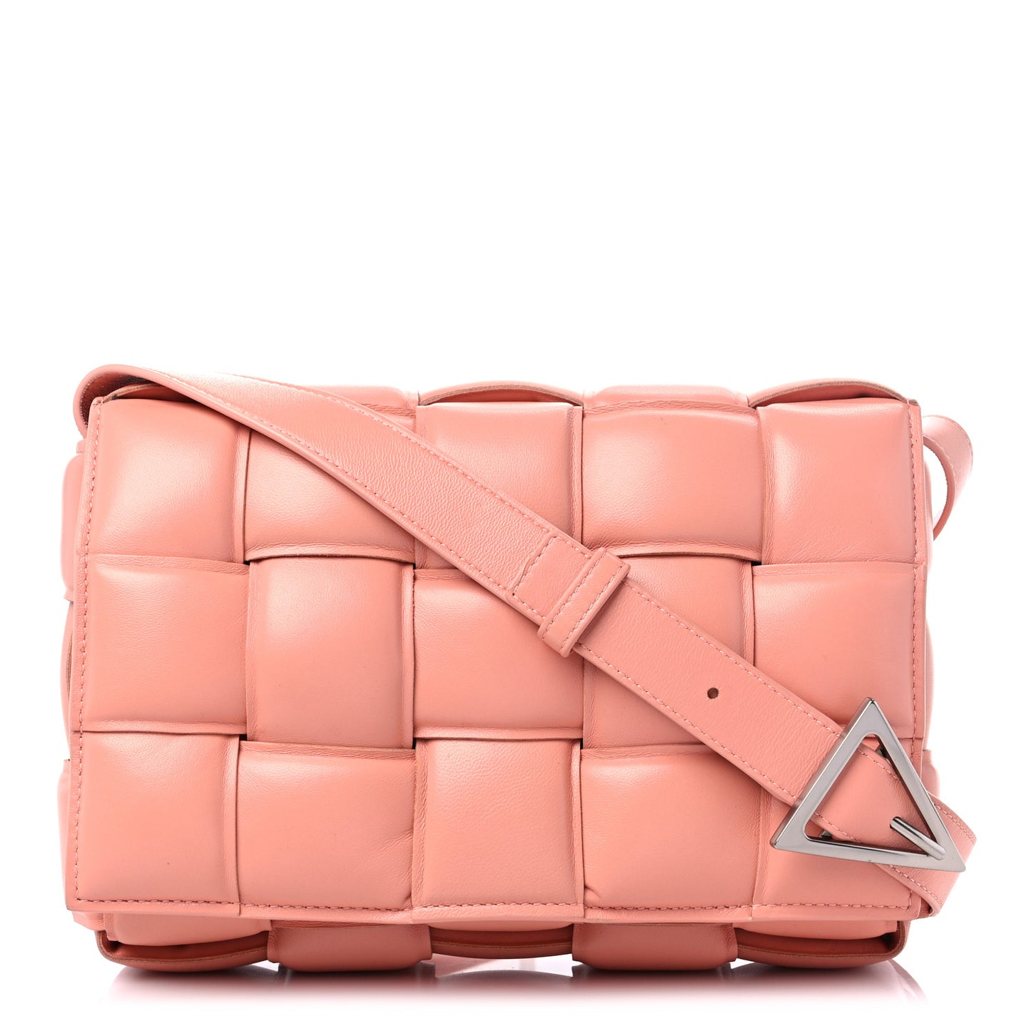 Nappa Maxi Intreccio Padded Cassette Crossbody Bag Peachy
