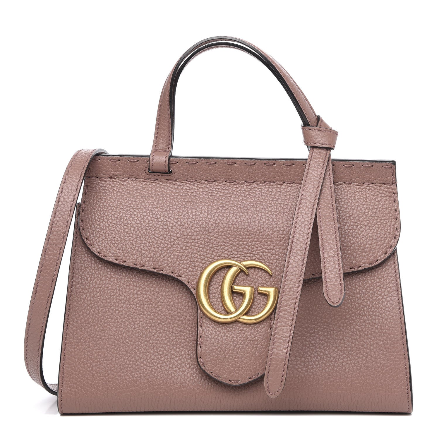 Gucci Calfskin Mini GG Marmont Top Handle Bag Rosy Phard 1 of 11