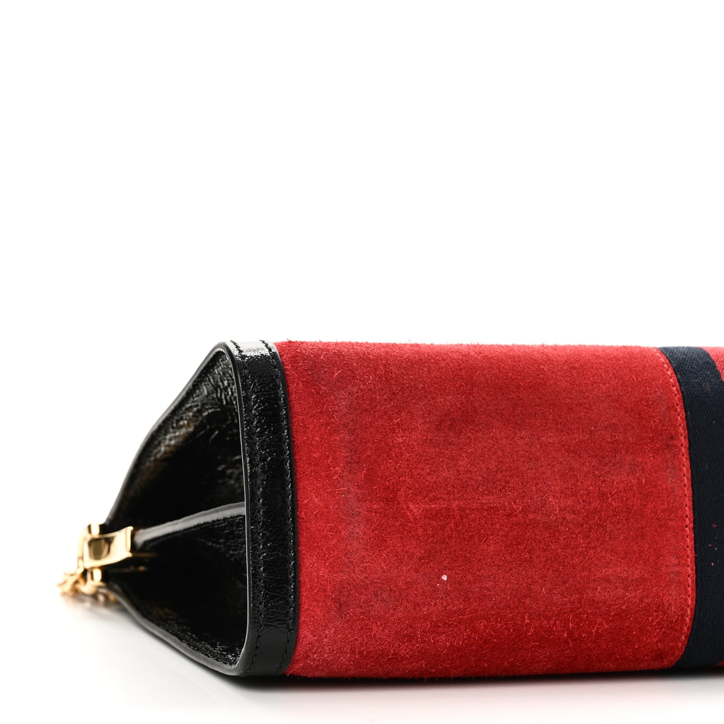 Suede Patent Web Medium Ophidia Chain Shoulder Bag Hibiscus Red Black