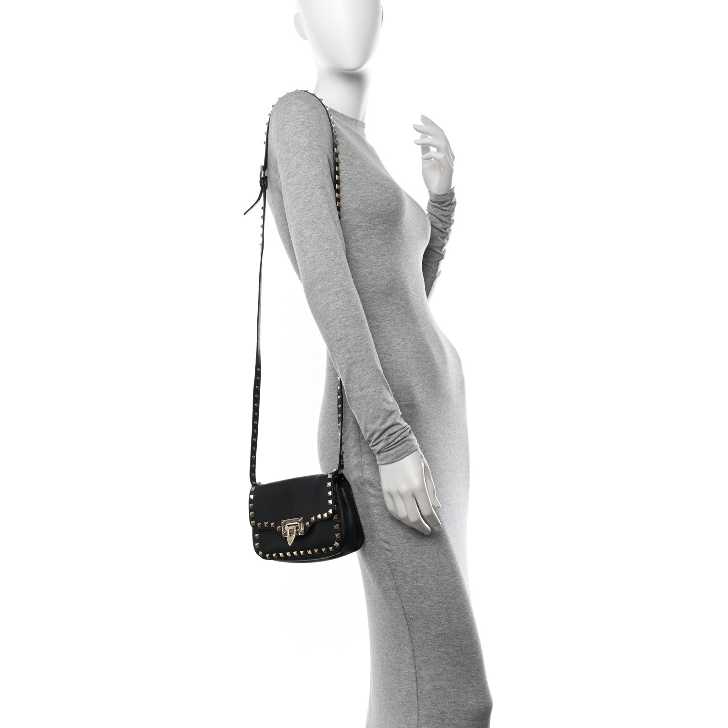 Valentino Garavani Vitello Mini Rockstud Flap Saddle Crossbody Bag Black 2 of 13