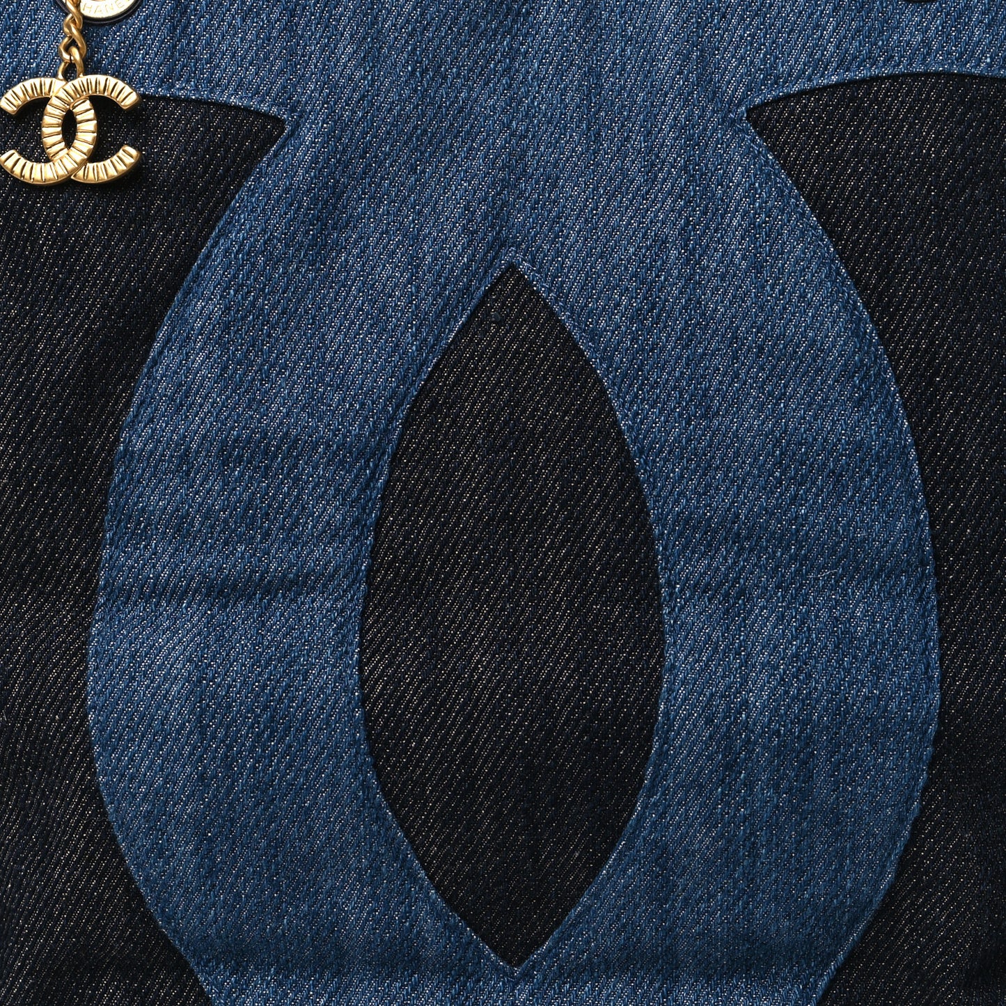 Denim Large Two Tone CC Shopping Tote Blue