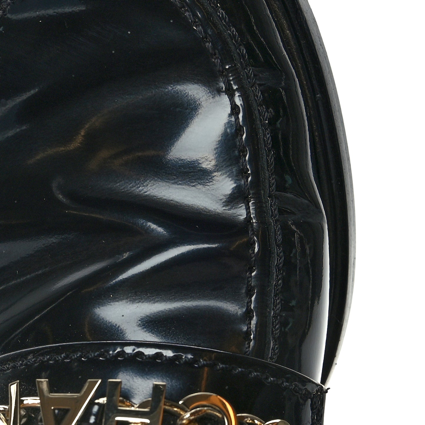 Shiny Calfskin Logo Loafers 40.5 Black
