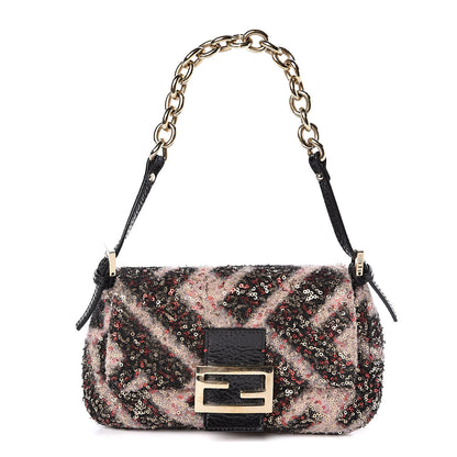 Fendi Wool Sequin Macro FF Diagonal Mini Mama Baguette 1 of 10