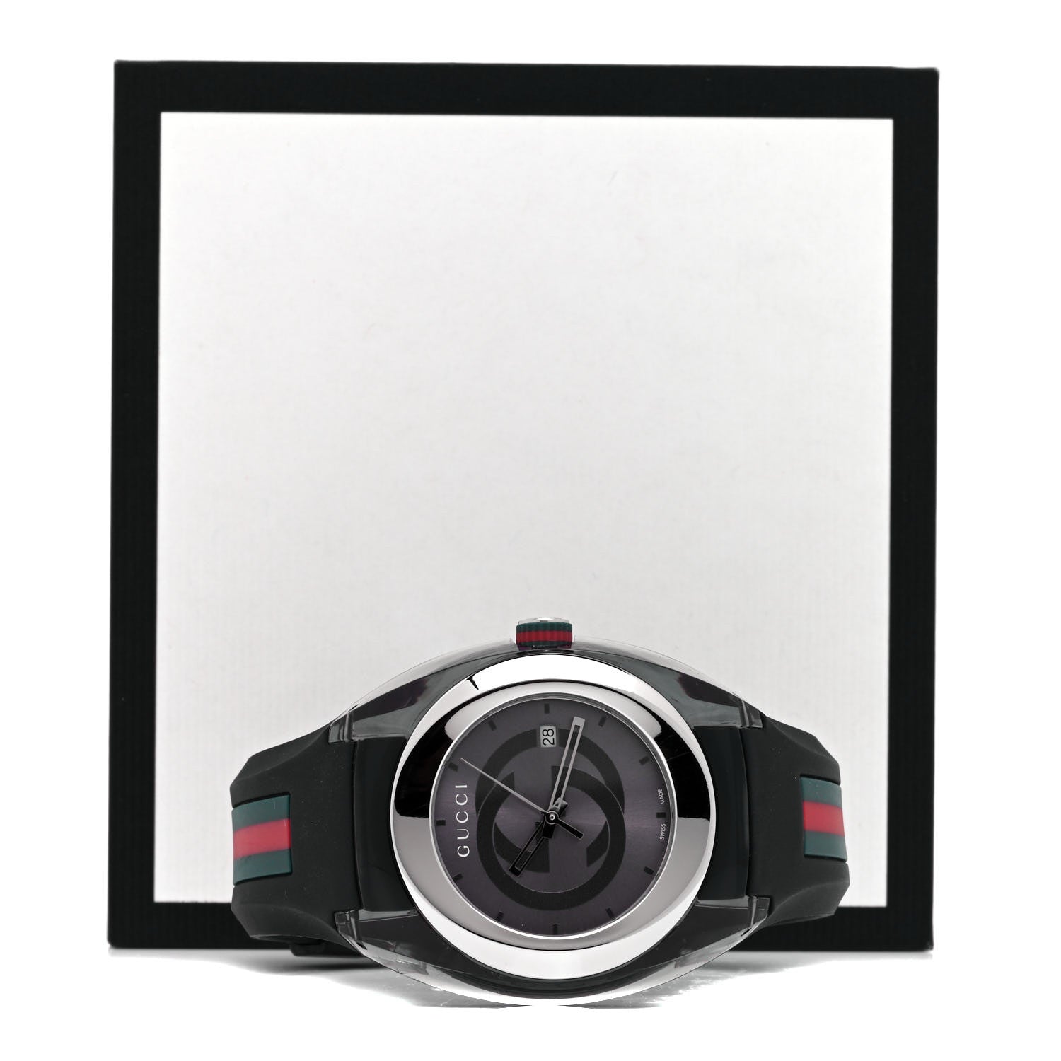 Gucci Stainless Steel Rubber 46mm Sync Web Quartz Watch Grey 5 of 5
