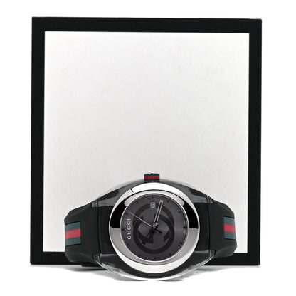 Gucci Stainless Steel Rubber 46mm Sync Web Quartz Watch Grey 5 of 5