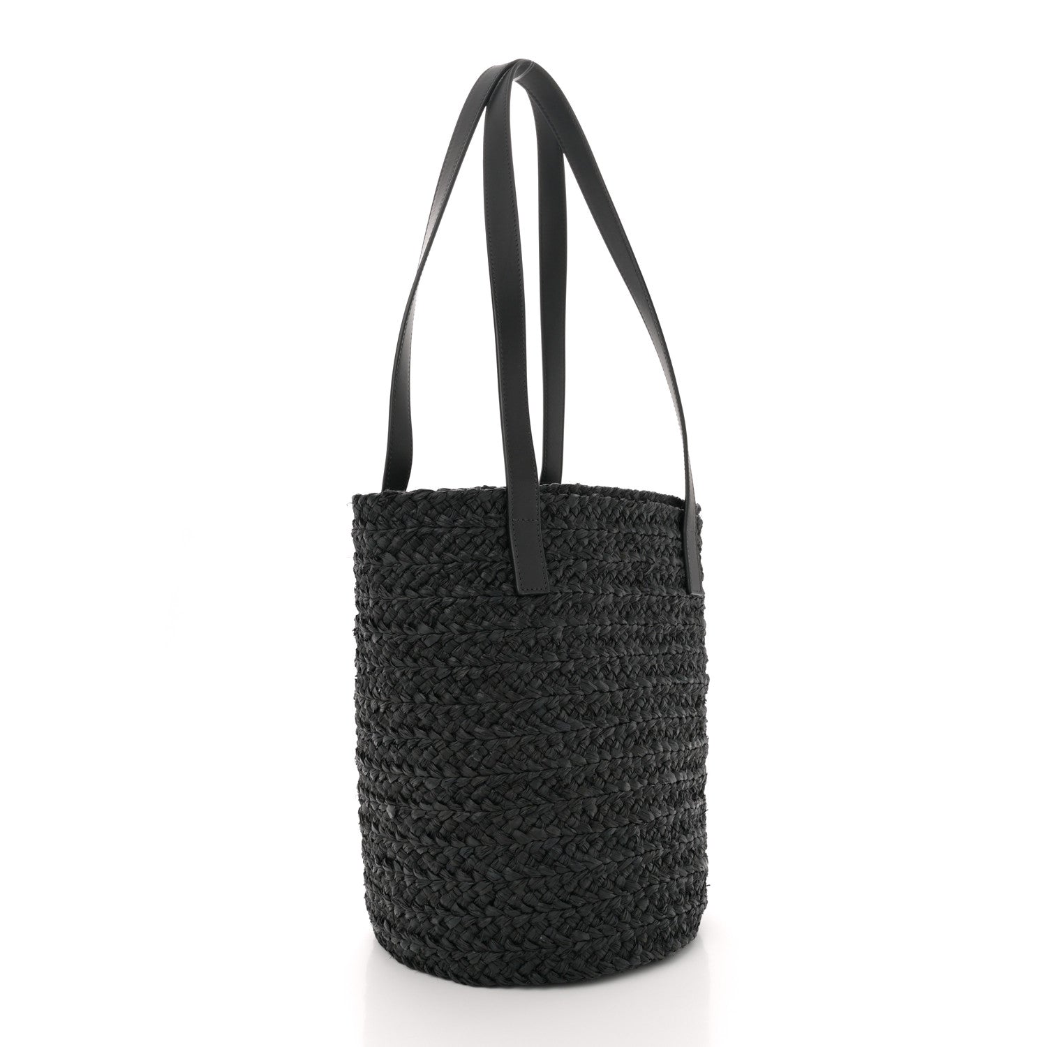 Saint Laurent Raffia Calfskin Small Panier Tote Black 2 of 11